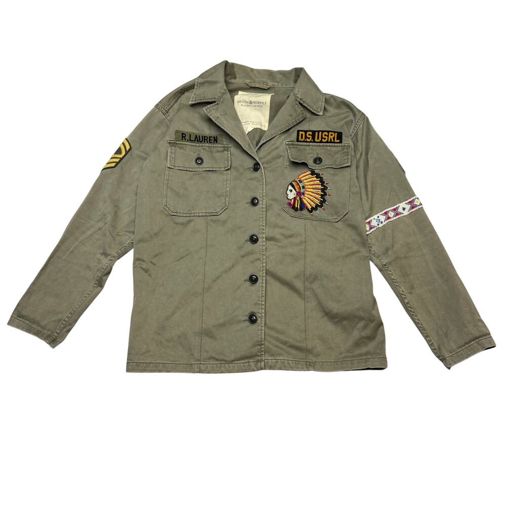 Denim & Supply Ralph Lauren OG 107 Beaded Military Shirt Jacket XS Field
